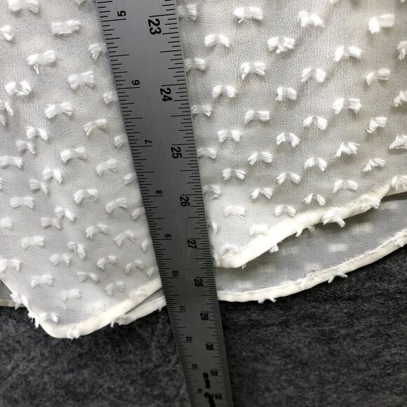 Banana Republic Long Sleev Blouse Womens M Ivory Tie Neck Chiffon Swiss Dot - Picture 8 of 8
